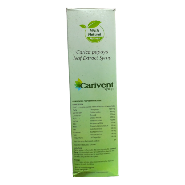 Carivent Syrup – Carica Papaya Leaf Extract to Boost Platelet Count AYURVEDIC CV Pharmacy 4