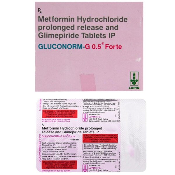 GLUCONORM-G 0.5 FORTE TAB ENDOCRINE CV Pharmacy 2