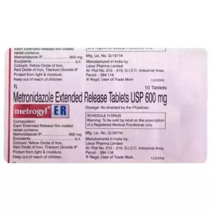 METROGYL ER 600MG TAB ANTI-INFECTIVES CV Pharmacy