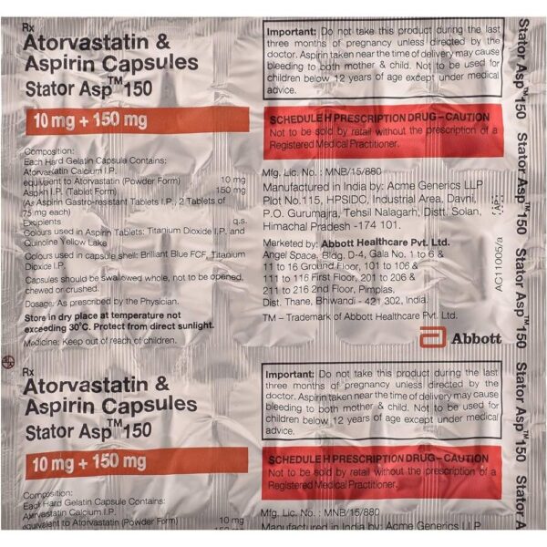 STATOR ASP 150MG TAB Medicines CV Pharmacy