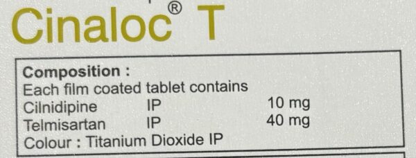 CINALOC-T (10/40 MG) TAB ANGIOTENSIN-II ANTAGONIST CV Pharmacy