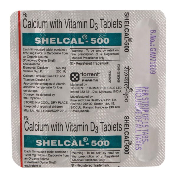 SHELCAL 500 TAB CALCIUM CV Pharmacy