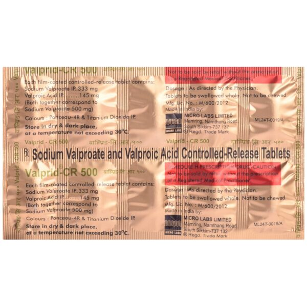 VALPRID-CR 500MG TAB ANTIEPILEPTICS CV Pharmacy