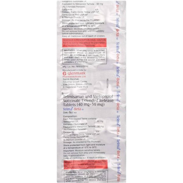 TELMA BETA 50 TAB ANGIOTENSIN-II ANTAGONIST CV Pharmacy 2