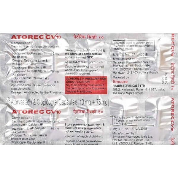 ATOREC CV 10 CAP ANTIHYPERLIPIDEMICS CV Pharmacy