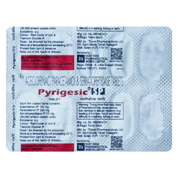 PYRIGESIC SP TAB Medicines CV Pharmacy