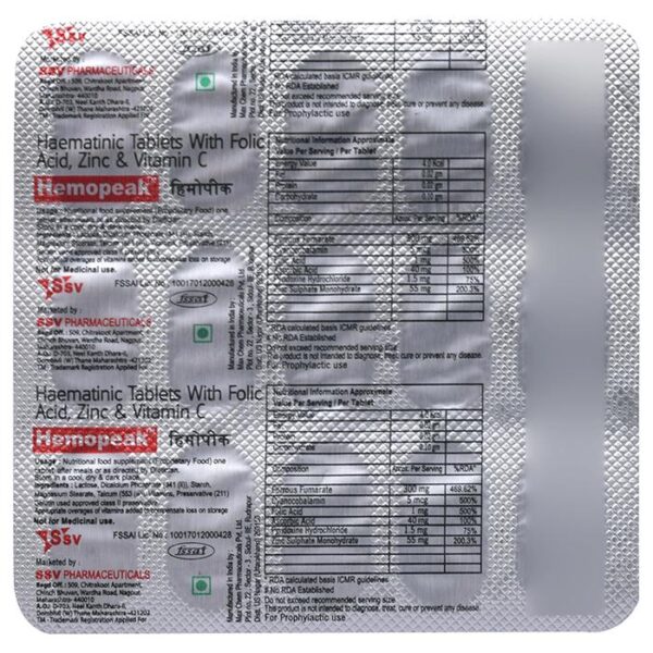 HEMOPEAK TAB Medicines CV Pharmacy 2