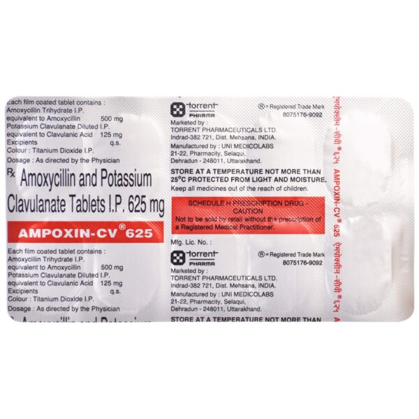 AMPOXIN CV 625 TAB ANTI-INFECTIVES CV Pharmacy 2
