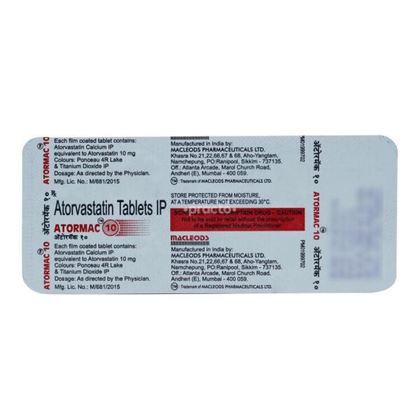 ATORMAC 10 ANTIHYPERLIPIDEMICS CV Pharmacy