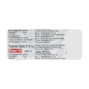 TORGET 20MG TAB (CADILA) CARDIOVASCULAR CV Pharmacy