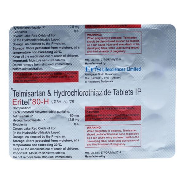 ERITEL 80 H TAB ANGIOTENSIN-II ANTAGONIST CV Pharmacy