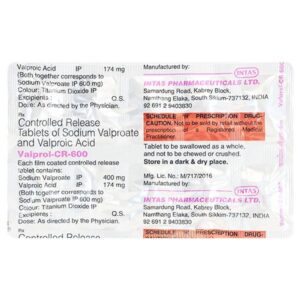 VALPROL – CR 600 TAB ANTIEPILEPTICS CV Pharmacy