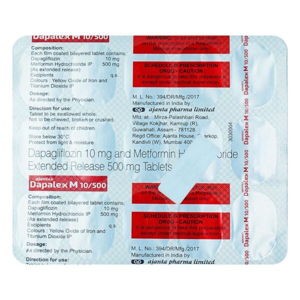 DAPALEX M 10/500 TAB ENDOCRINE CV Pharmacy